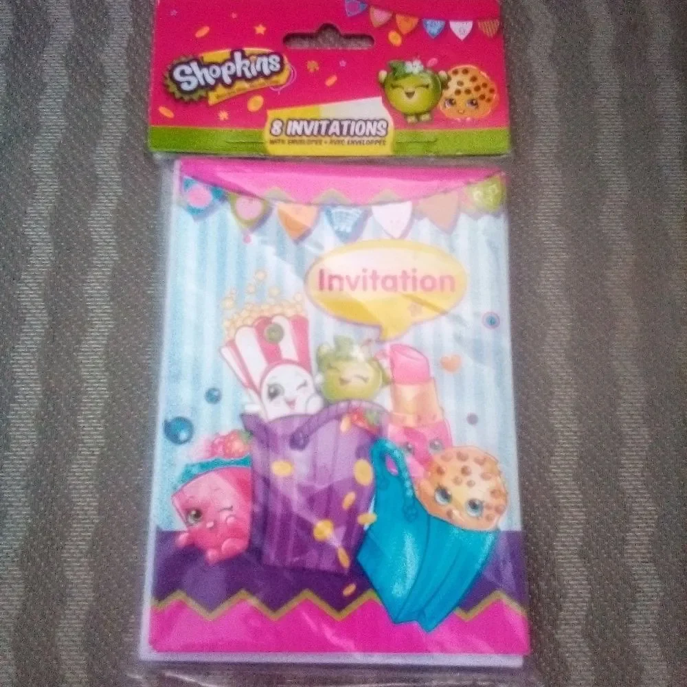 ***4/$20 SHOPKINS 8 COUNT INVITATIONS NIP